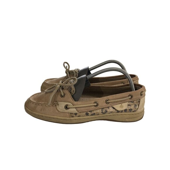 Sperry Top-Sider Women's size 7.5M Tan Leopard Leather Casual Loafers Boat Shoes - Picture 3 of 8